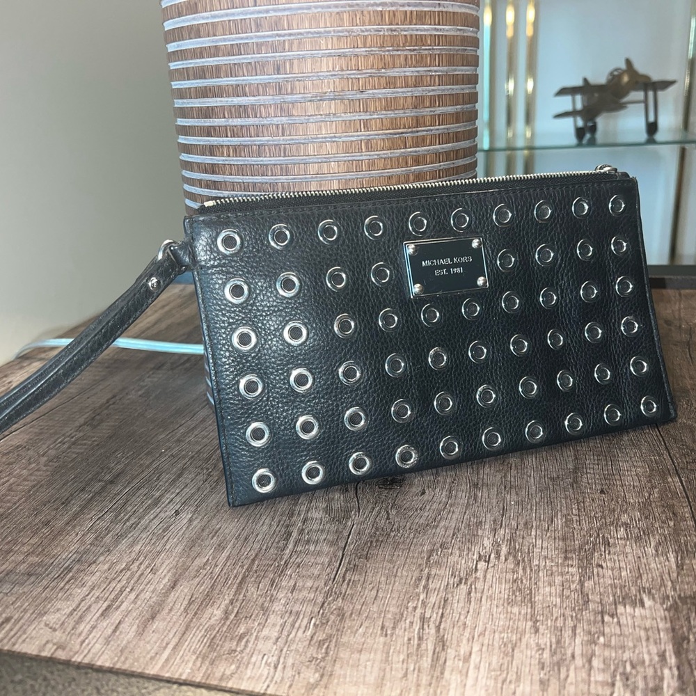 Michael Kors Black Grommet Clutch Wristlet